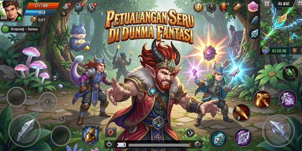 Tampilan gameplay petualangan yang mengesankan dan penuh aksi.