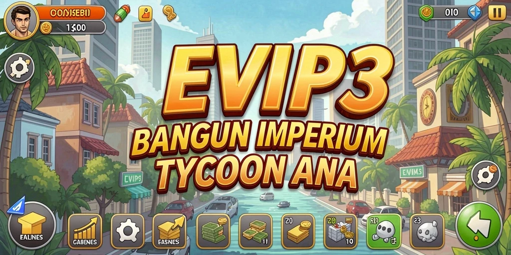 Tampilan gameplay seru EVIP3 menampilkan strategi membangun bisnis Tycoon.