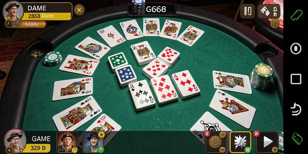 Screenshot utama G668 menampilkan gameplay domino yang seru.