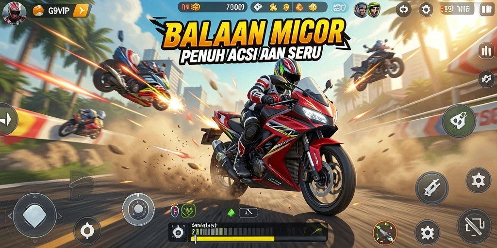 Gameplay G9VIP yang intens dan grafik menawan di trek balapan.