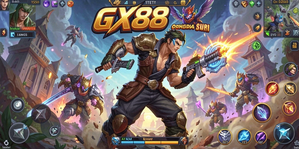Tampilan gameplay seru GX88 dengan aksi pertarungan yang mendebarkan.