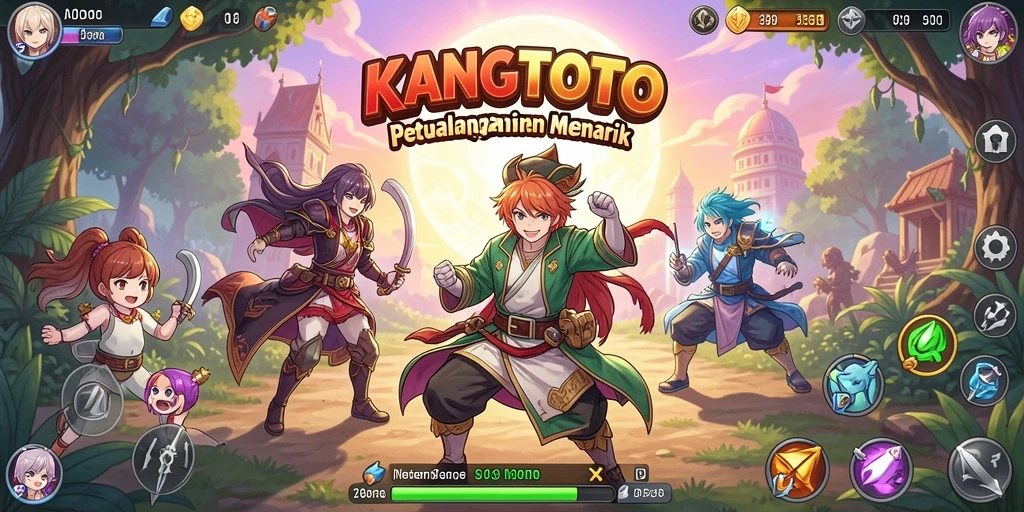Tampilan gameplay KANGTOTO yang penuh warna dan dinamis.