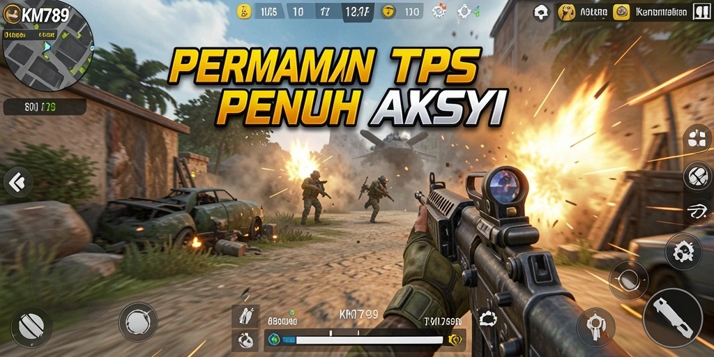 Tampilan gameplay menyajikan pertempuran TPS yang intens.