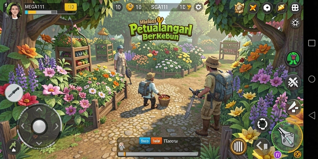 Tampilan gameplay menarik dari MEGA111 dengan aktivitas bertani.