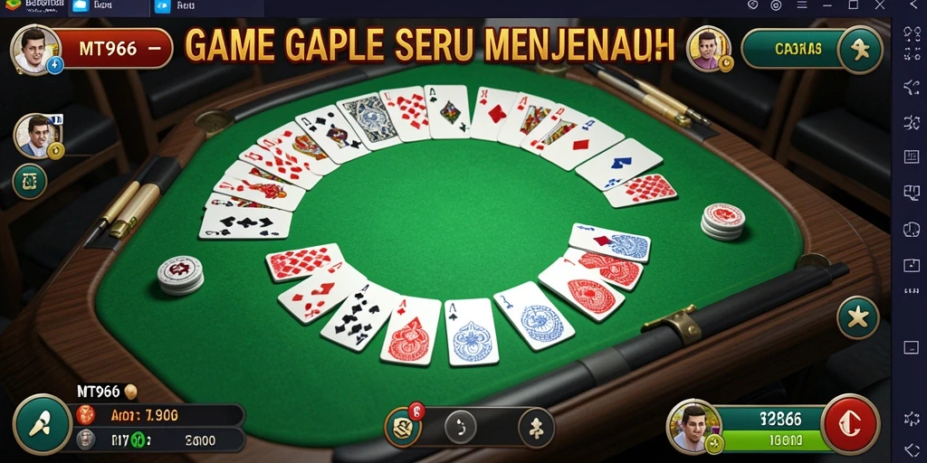 Screenshot gameplay seru MT966 dengan fitur gaple yang menarik.