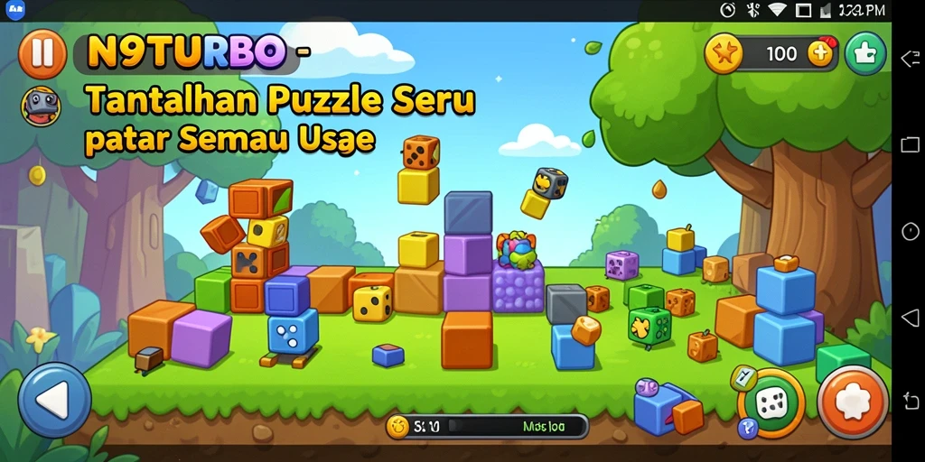 Tampilan gameplay N9TURBO yang menarik dengan berbagai tantangan Puzzle.