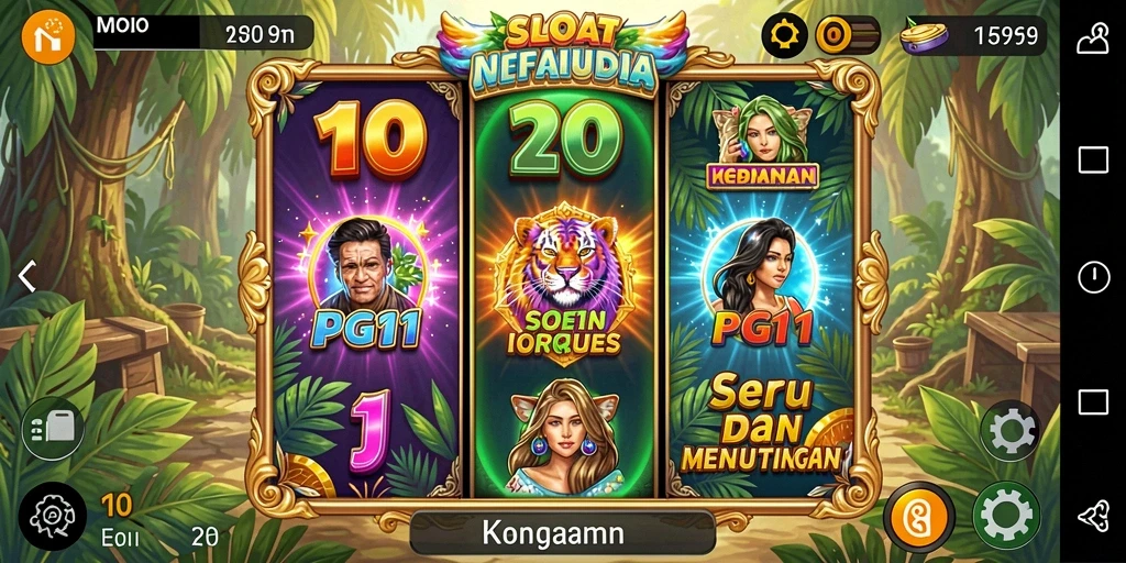 Screenshot gameplay PG11 menampilkan spinning reels dan simbol kemenangan.