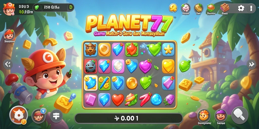 Screenshot gameplay PLANET77 yang penuh warna dan menyenangkan.