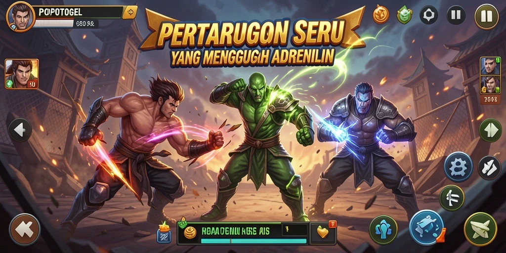 Screenshot menunjukkan karakter beraksi dalam pertarungan intens.