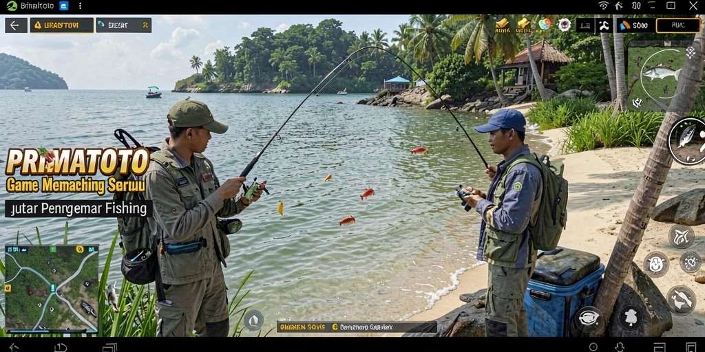 Tampilan gameplay PRIMATOTO yang menampilkan pengalaman memancing yang seru.