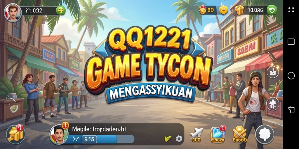 Tampilan gameplay QQ1221, membangun kekayaan dan bisnis.