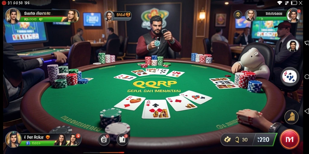 Screenshot gameplay QQRP menunjukkan suasana seru bermain Poker.