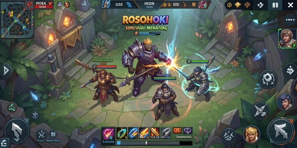 Screenshot gameplay <strong>ROSOHOKI</strong> menampilkan pertempuran seru antara tim.