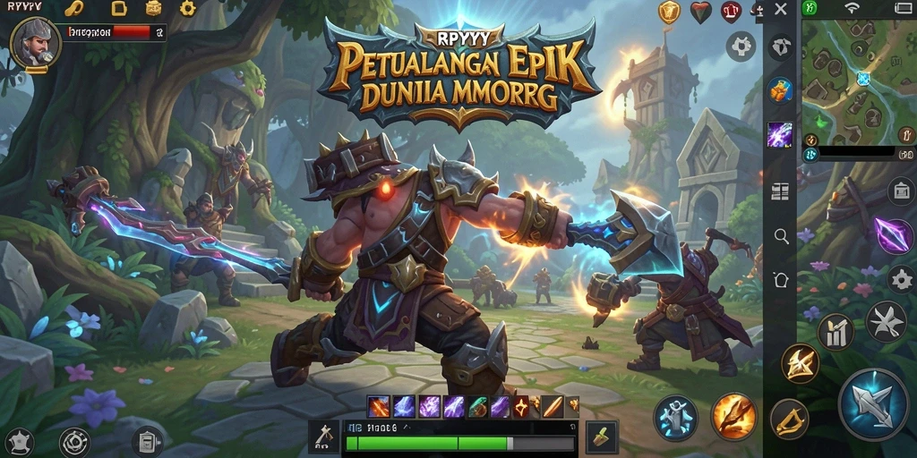 Screenshot gameplay RPYYY yang menampilkan pertarungan epik dan eksplorasi dunia.
