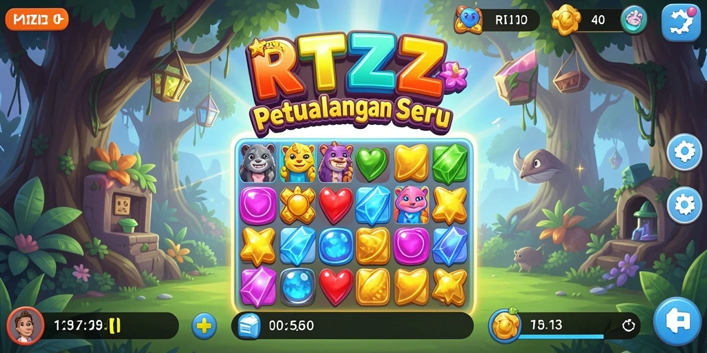 Tampilan gameplay seru di RTZZ dengan kombinasi warna-warni.