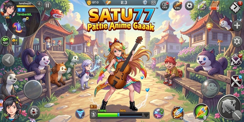 Screenshot utama SATU77 menampilkan aksi karakter Anime yang dinamis.
