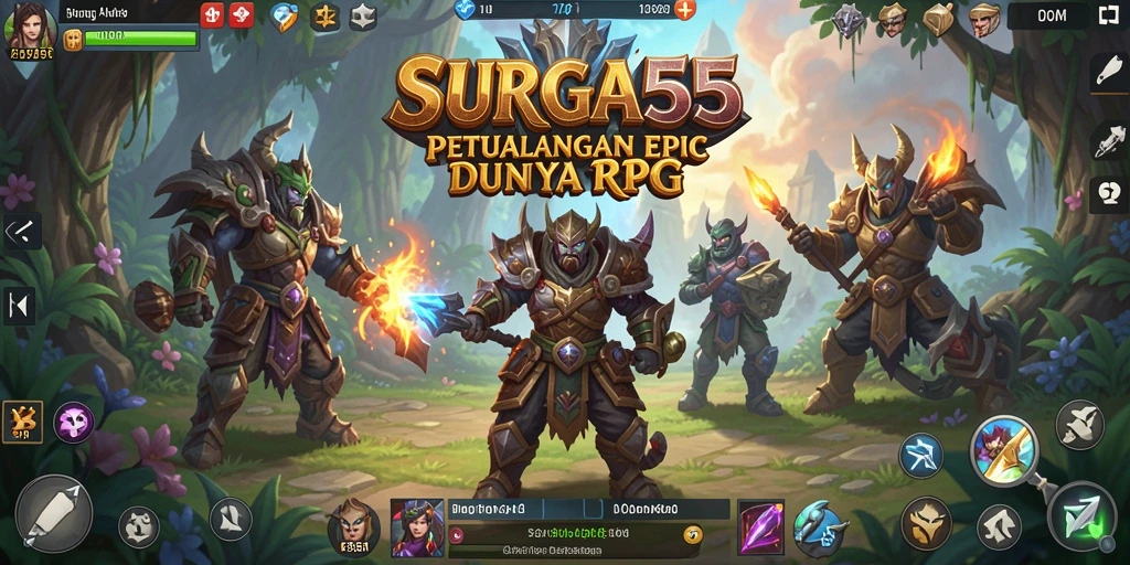 Screenshot tampilan gameplay RPG yang menakjubkan dalam SURGA55.