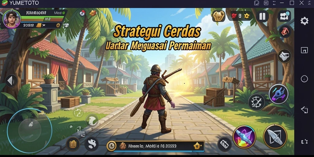 Screenshot gameplay YUMETOTO yang menampilkan pertempuran strategi.